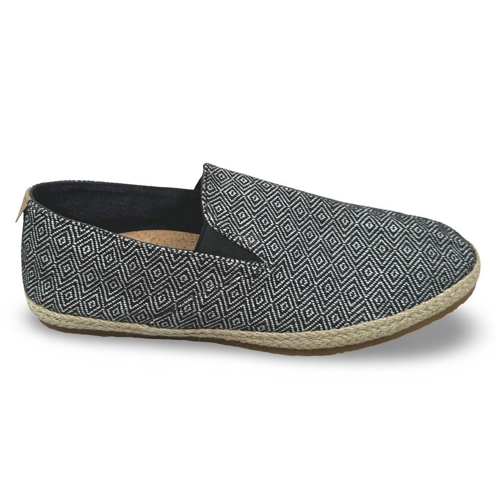 Patara Men's Geometric Diamond Woven Slip On Espadrille Loafers Black White 11.5
